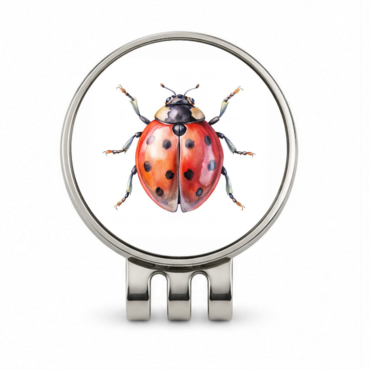 Ladybug Watercolor Golf Hat Clip with Ball Marker