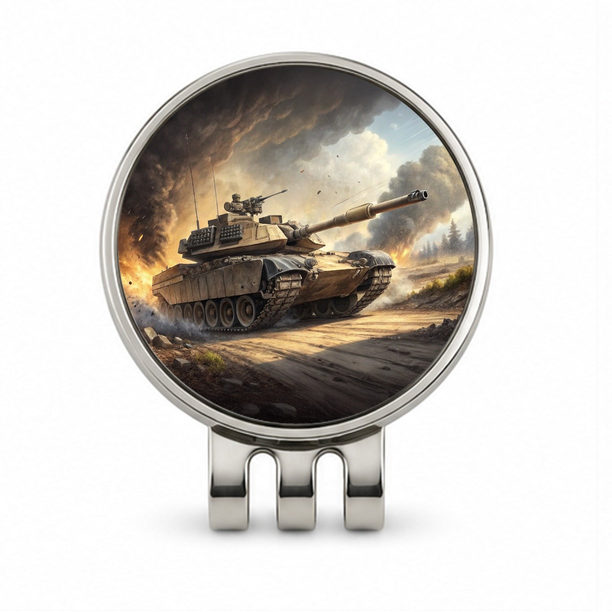 M1 Abrams Tank On The Move Golf Hat Clip with Ball Marker