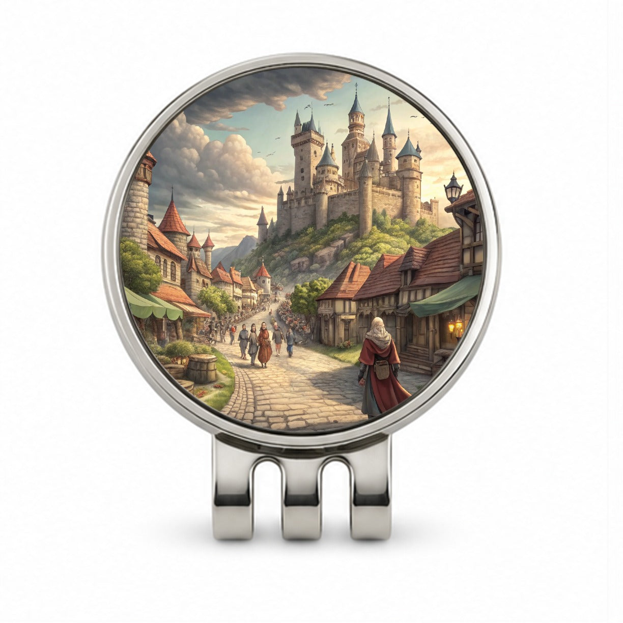 Medieval Kingdom Village with Castle Golf Hat Clip with Ball Marker