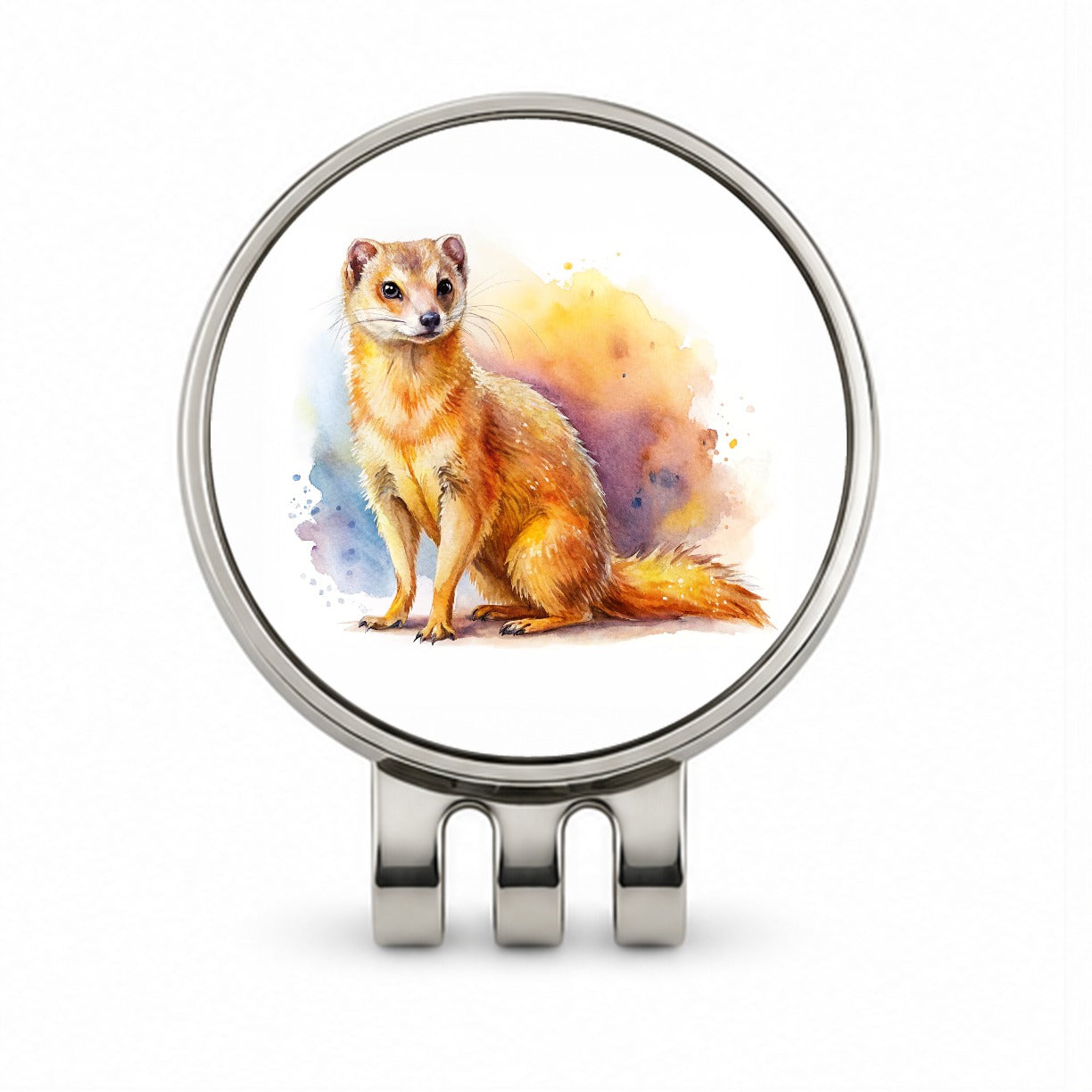 Mongoose Watercolor Golf Hat Clip with Ball Marker