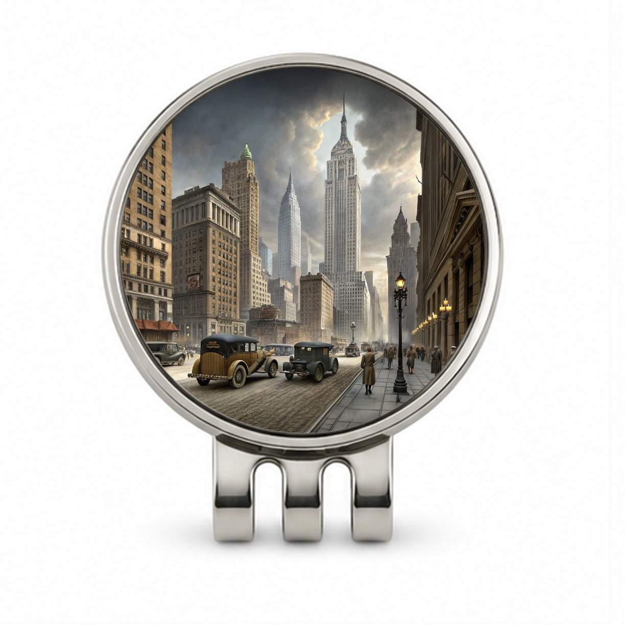New York City in the 1900's Golf Hat Clip with Ball Marker