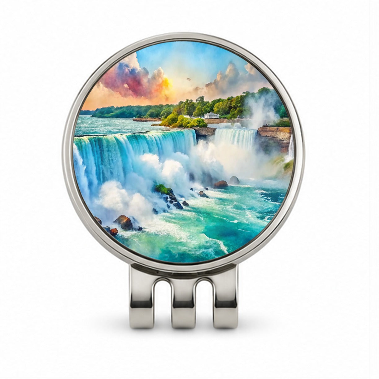 Niagara Falls New York Watercolor Golf Hat Clip with Ball Marker