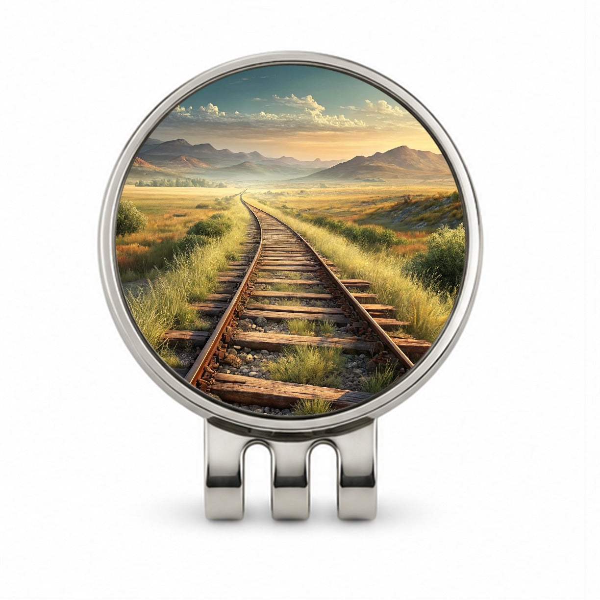 Old Train Tracks Vanishing Into The Distance Golf Hat Clip with Ball Marker