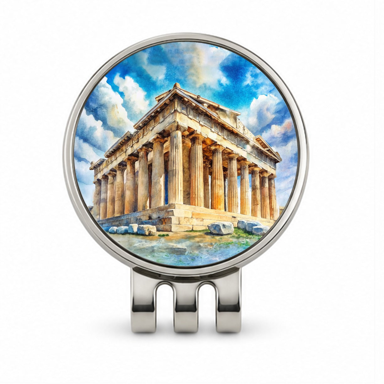 Parthenon Temple Athens Greece Greek Watercolor Golf Hat Clip with Ball Marker