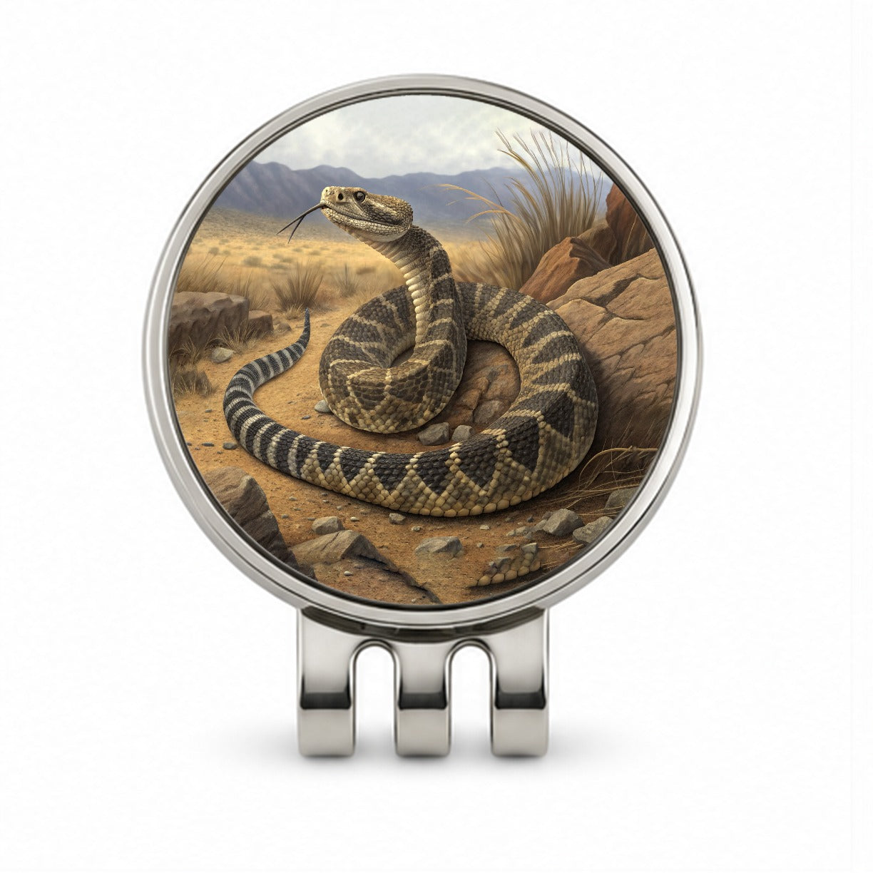 Rattlesnake Reptile on the Prairie Desert Golf Hat Clip with Ball Marker