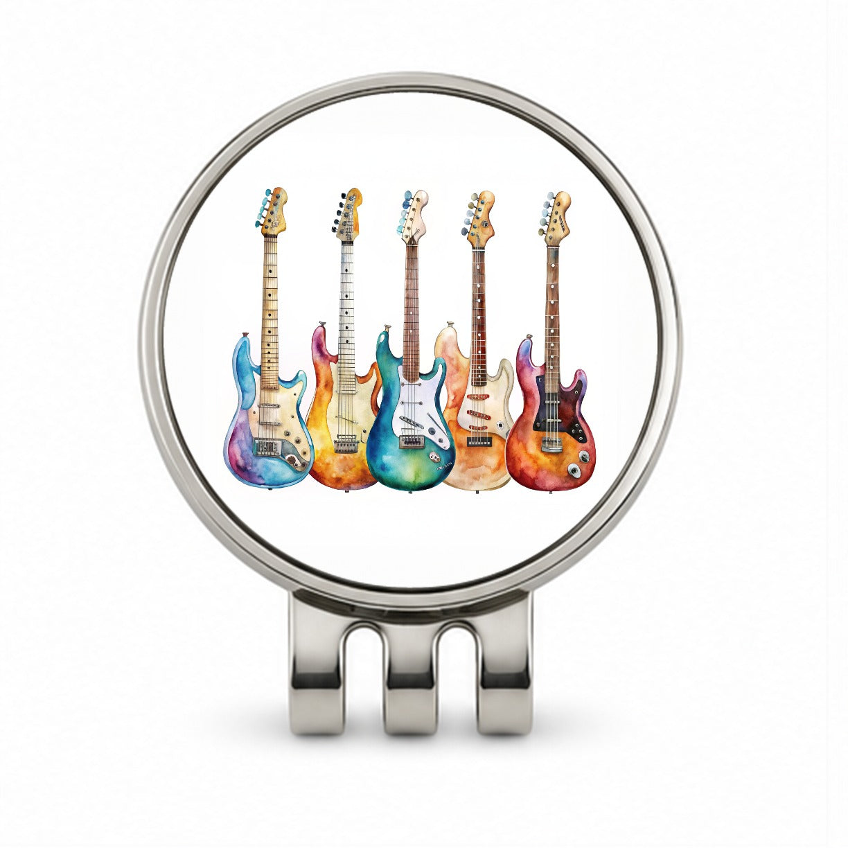 Rock And Roll Guitar Collection Watercolor Golf Hat Clip with Ball Marker