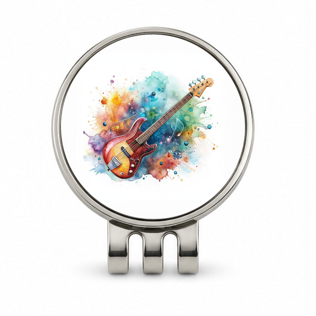 Rock And Roll Guitar Watercolor Golf Hat Clip with Ball Marker