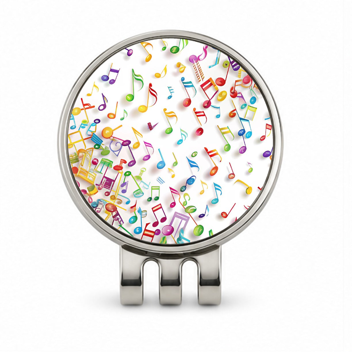 Scattered Colorful Rainbow Music Musical Notes Golf Hat Clip with Ball Marker