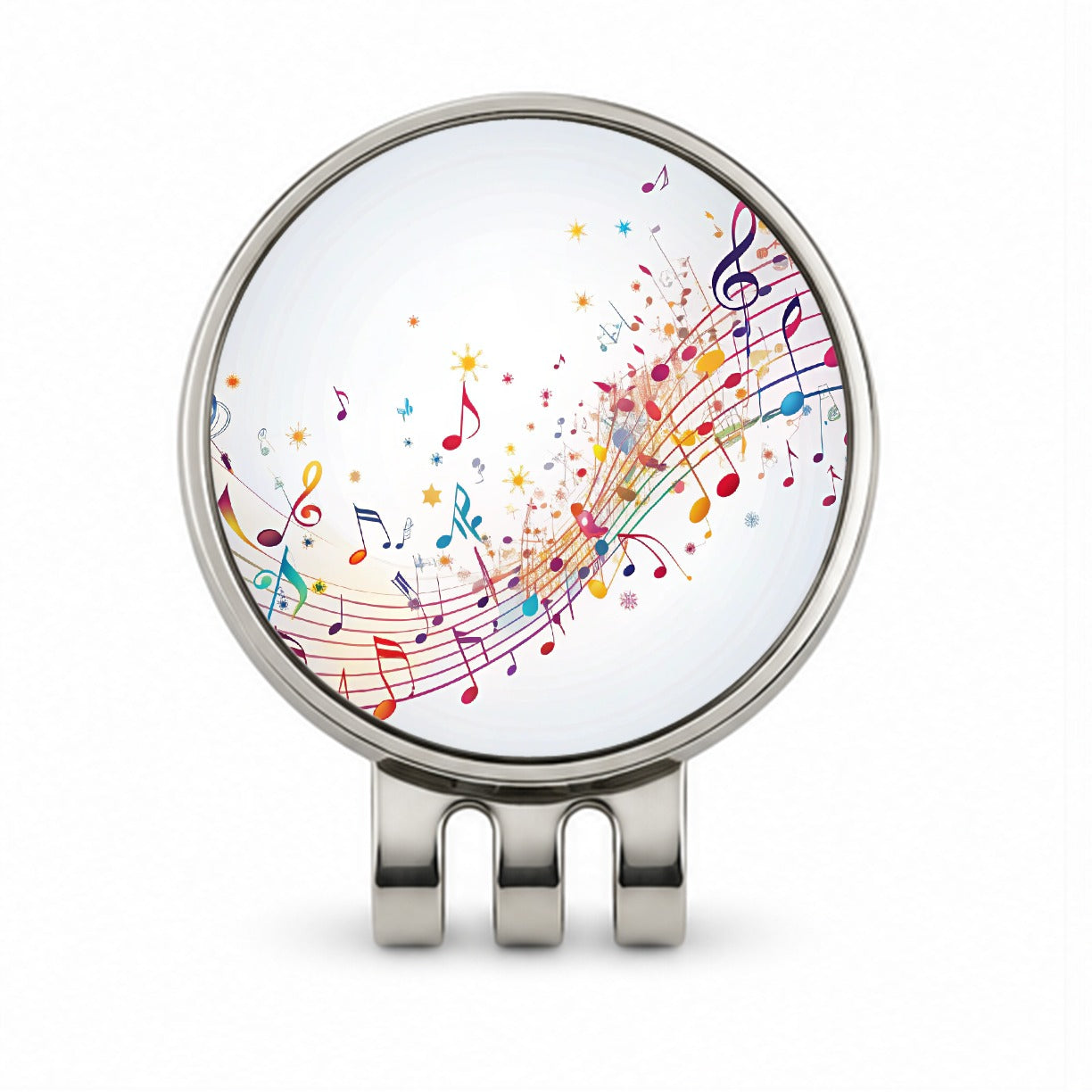 Scattered Music Notes Design Golf Hat Clip with Ball Marker