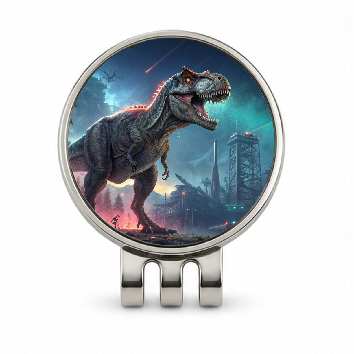Sci-fi Futuristic T-Rex Dinosaur Golf Hat Clip with Ball Marker