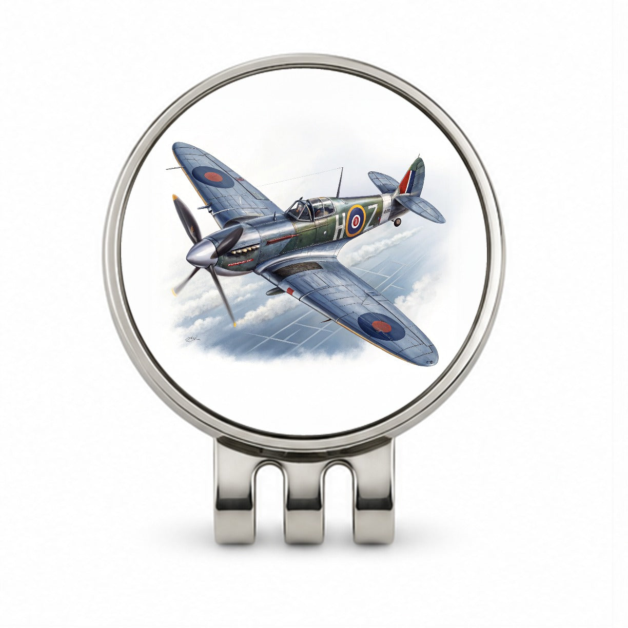 Spitfire WWII British Fighter Plane Golf Hat Clip with Ball Marker