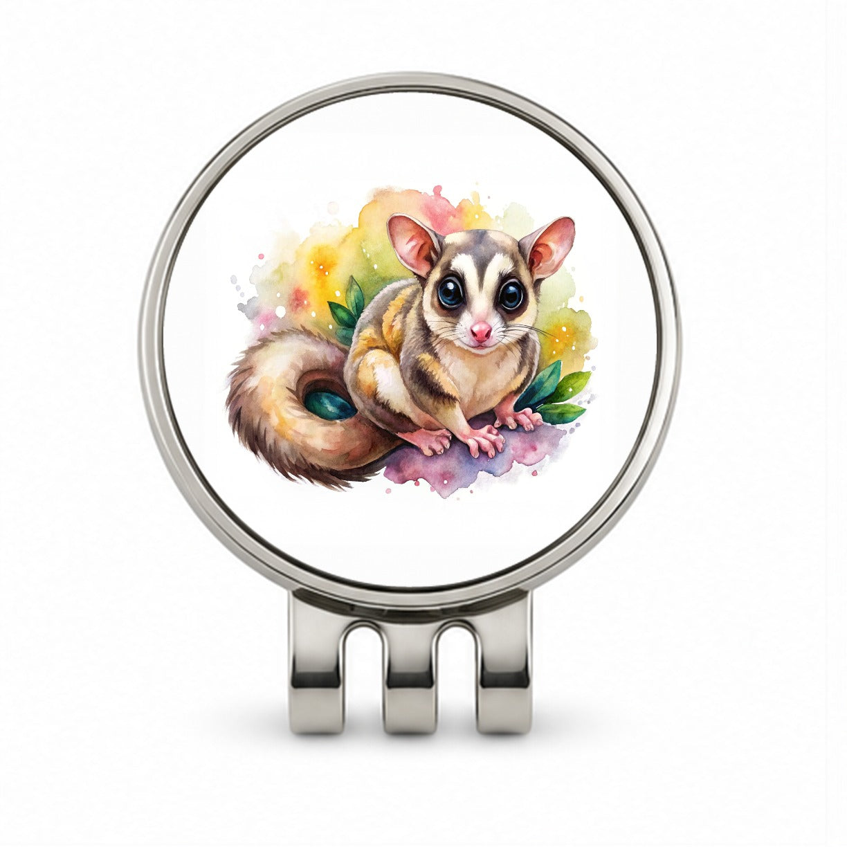 Sugar Glider Watercolor Golf Hat Clip with Ball Marker