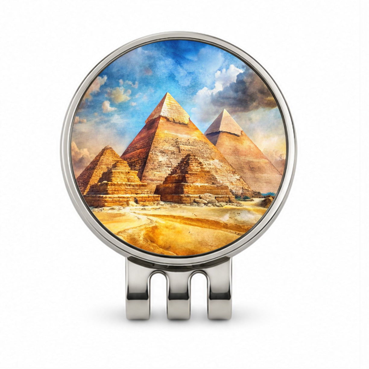 The Great Pyramids Of Giza Watercolor Golf Hat Clip with Ball Marker
