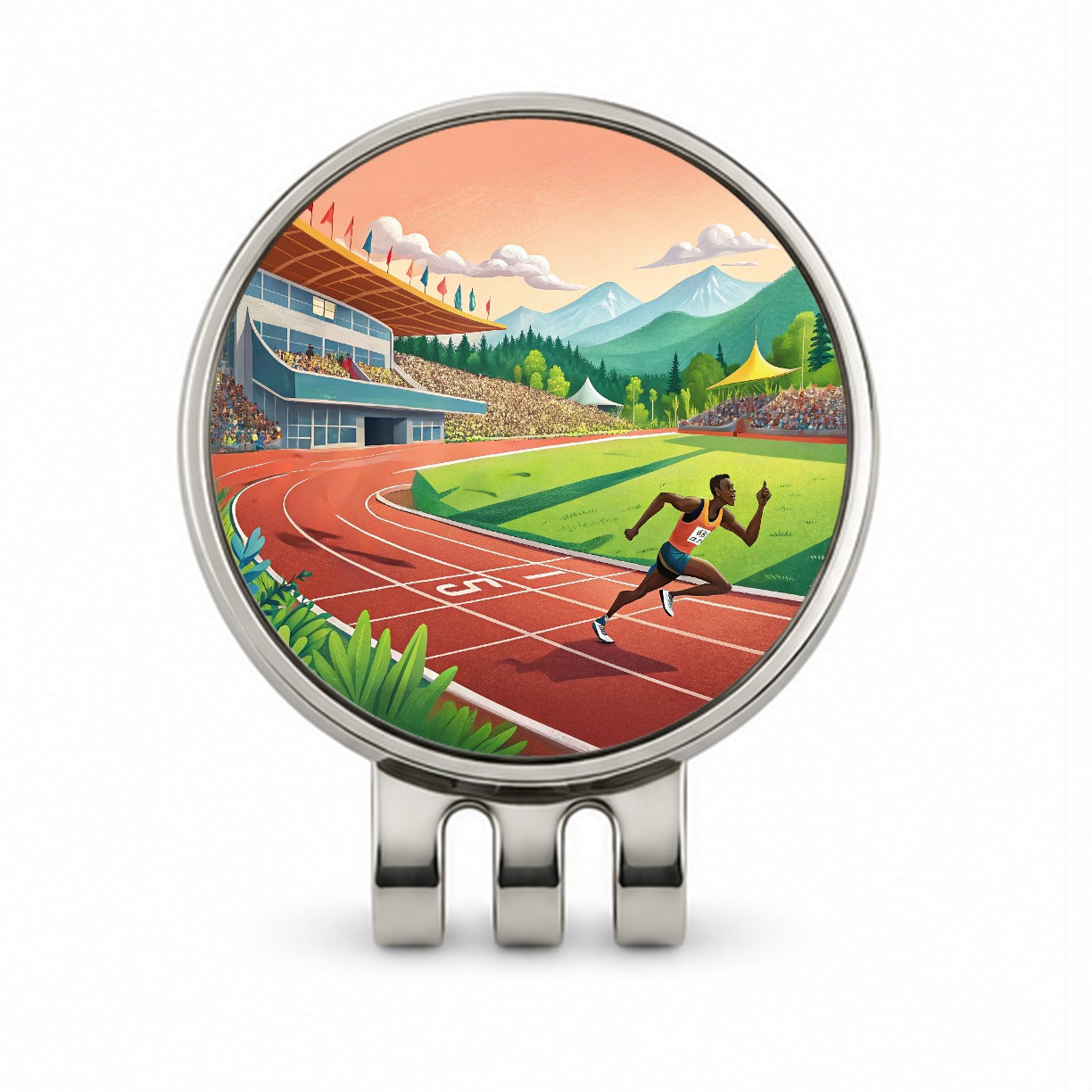 Track And Field Running Race Dash Golf Hat Clip with Ball Marker