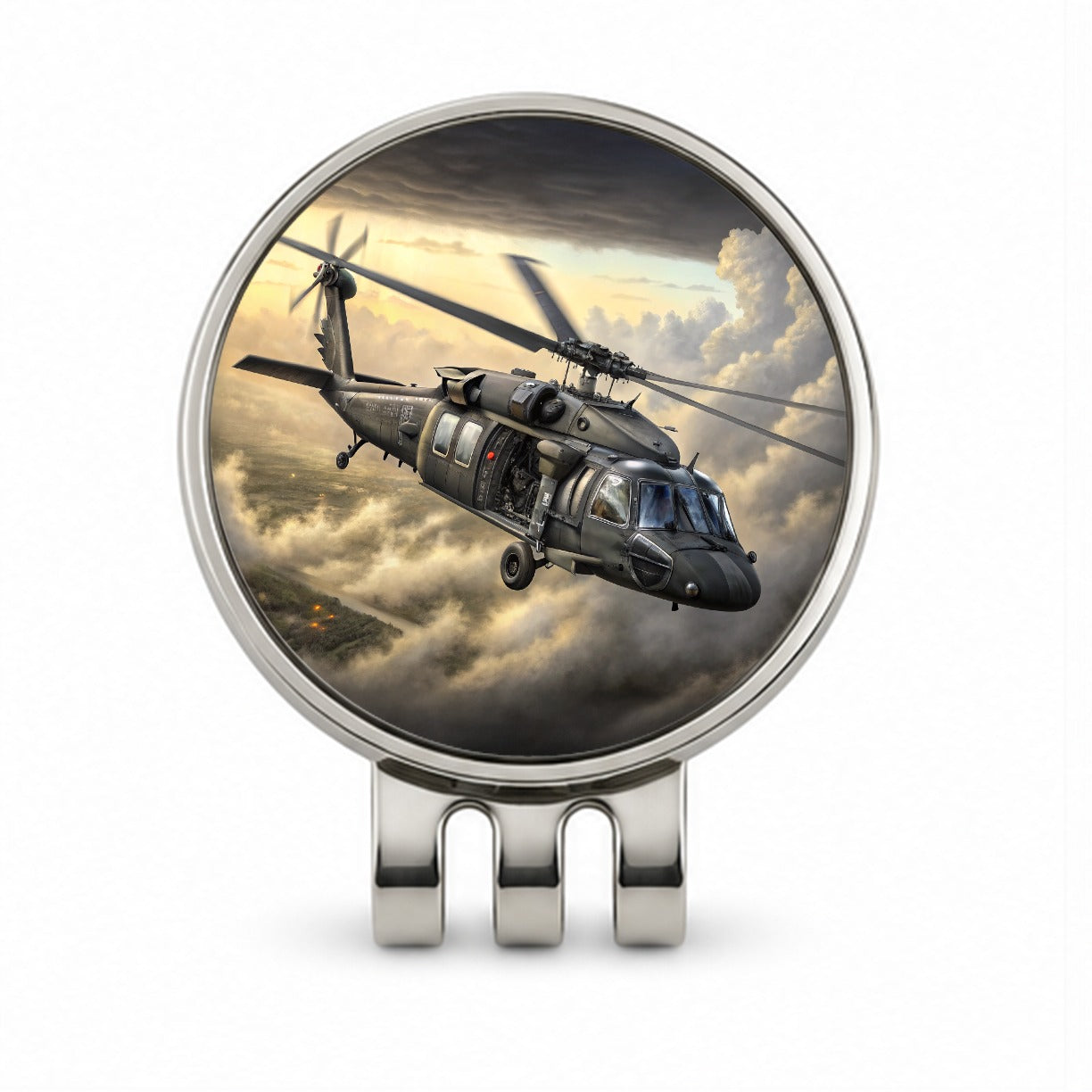 UH-60 Black Hawk US Helicopter Golf Hat Clip with Ball Marker
