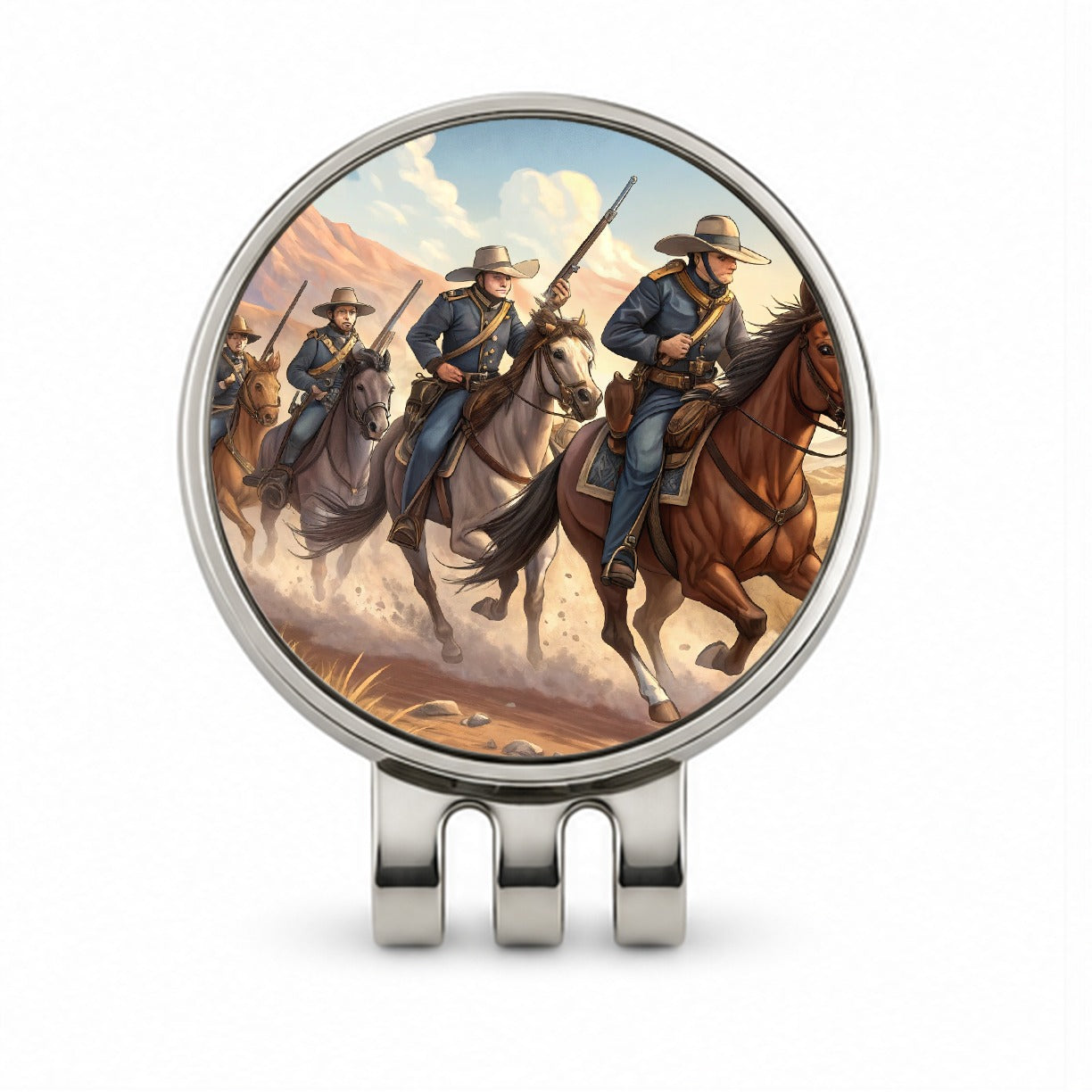 US Cavalry Charge Cowboy Western Old West Golf Hat Clip with Ball Marker