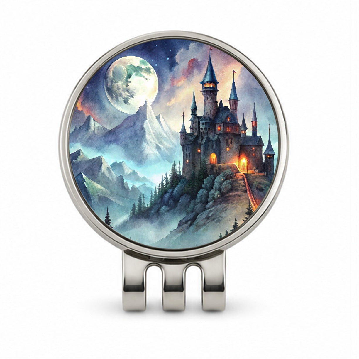 Vampire Castle On Mountain Top Under A Full Moon Golf Hat Clip with Ball Marker