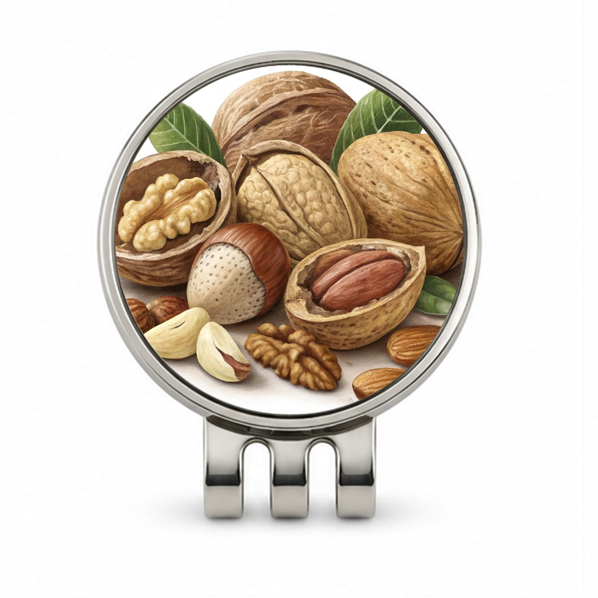 Walnuts Hazelnuts Almonds Brazil Nuts Golf Hat Clip with Ball Marker