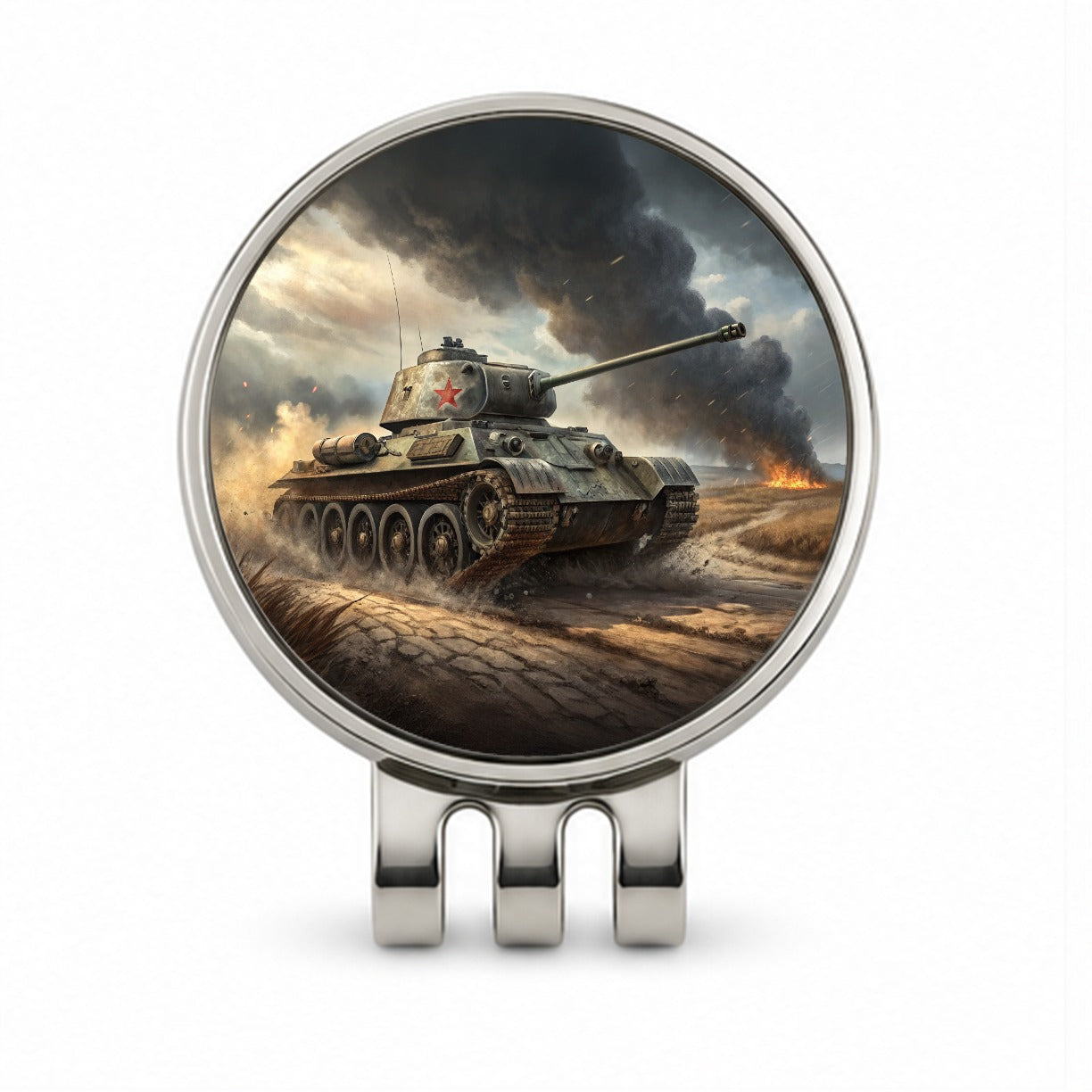 WWII T-34 Russian Medium Tank Golf Hat Clip with Ball Marker