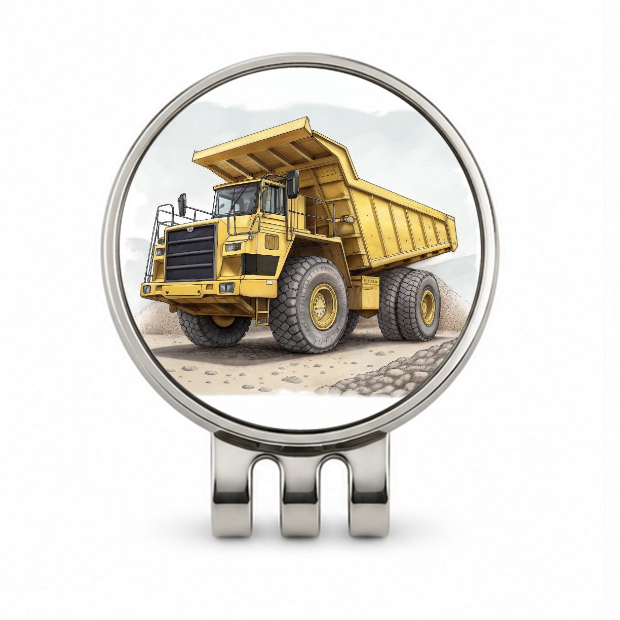 Yellow Dump Truck Construction Equipment Golf Hat Clip with Ball Marker