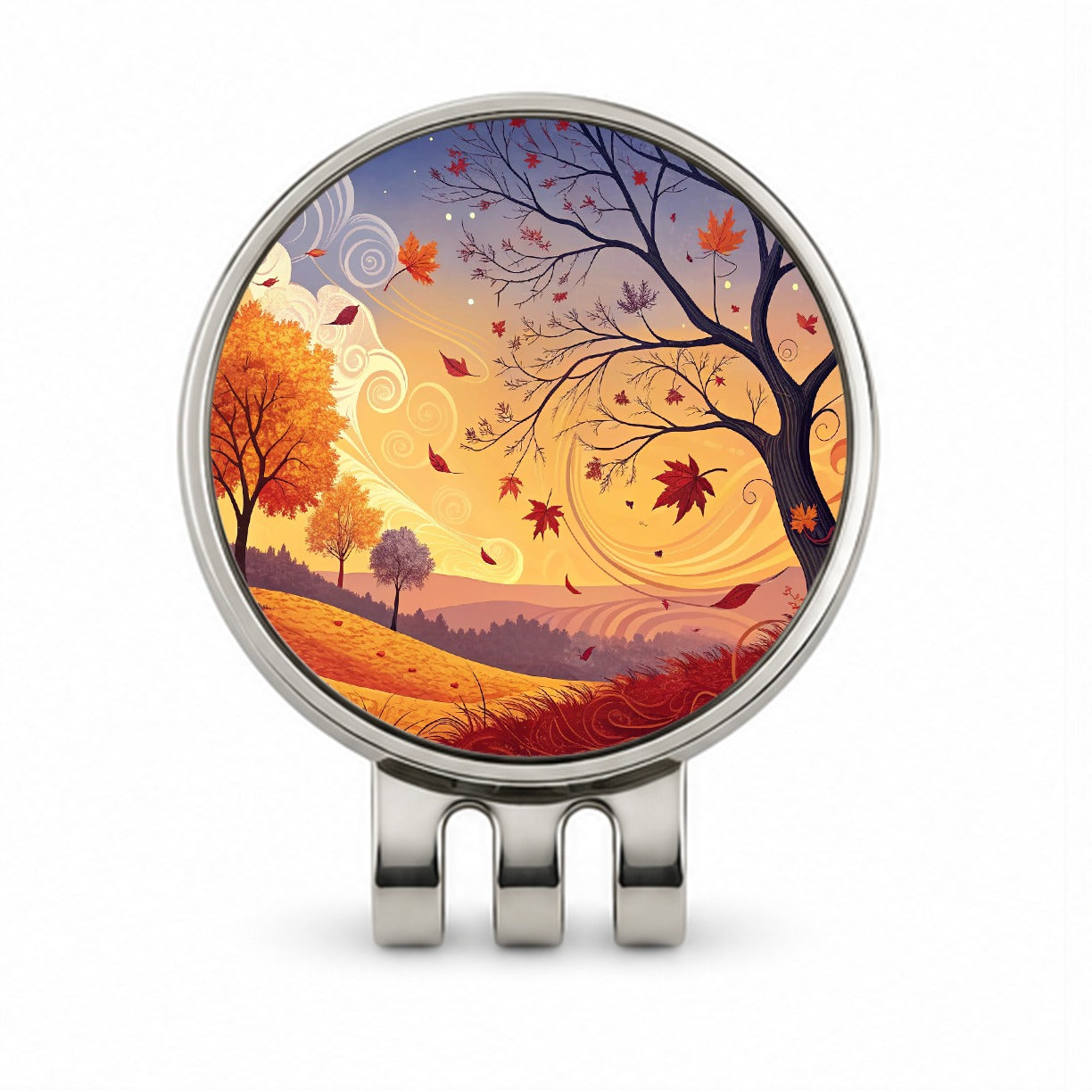 Abstract Fall Autumn Scenic Landscape Golf Hat Clip with Ball Marker