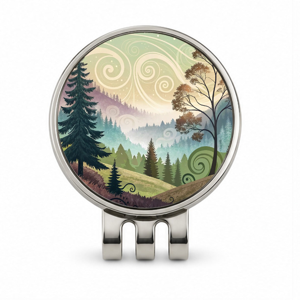 Abstract Pastel Forest Landscape Golf Hat Clip with Ball Marker