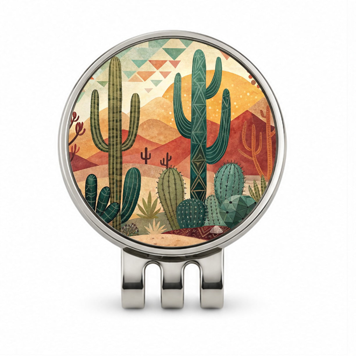 Abstract Southwestern Cactus Desert Design Golf Hat Clip with Ball Marker