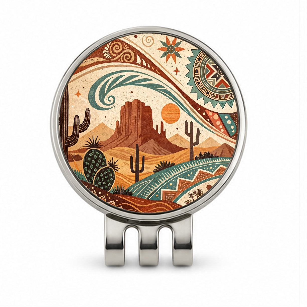 Abstract Southwestern Design Golf Hat Clip with Ball Marker