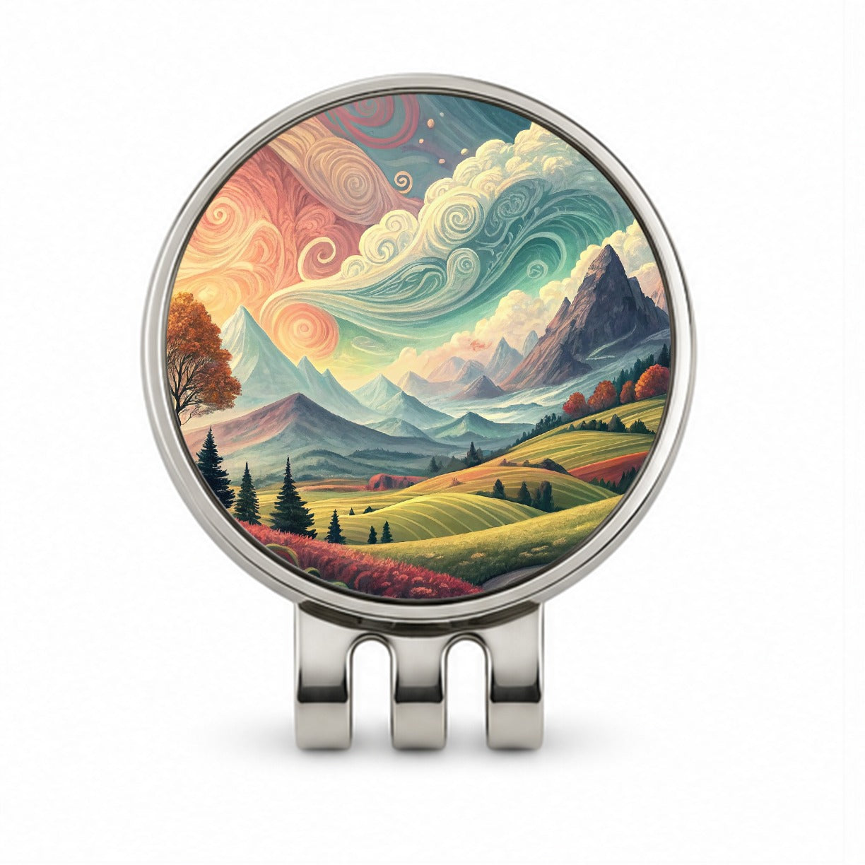 Abstract Tranquil Landscape Golf Hat Clip with Ball Marker