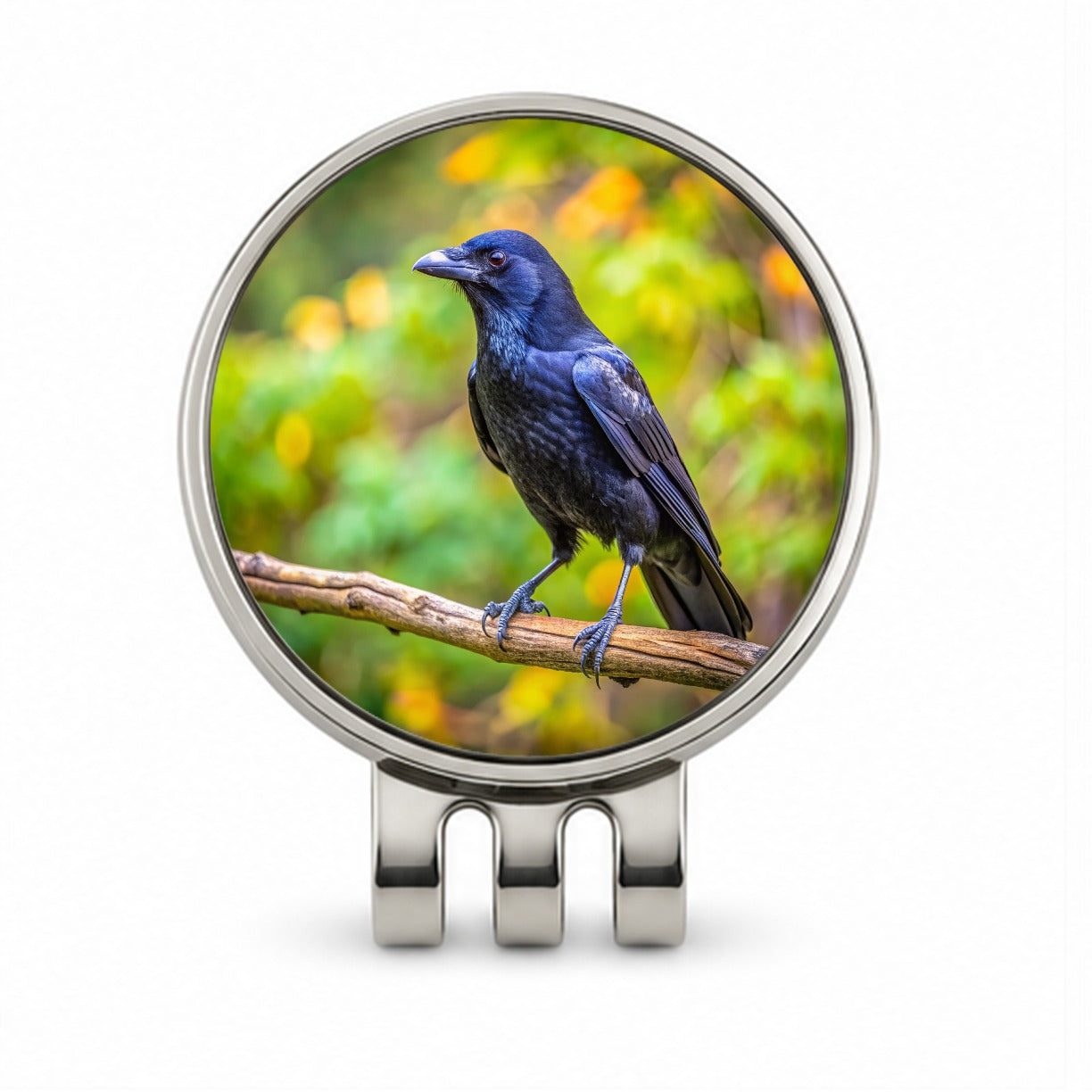 American Black Crow Backyard Bird Golf Hat Clip with Ball Marker