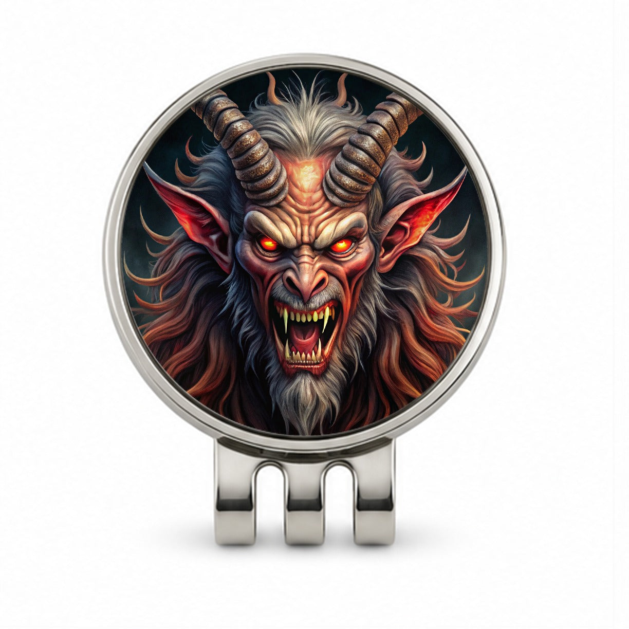 Angry Krampus Christmas Watercolor Golf Hat Clip with Ball Marker