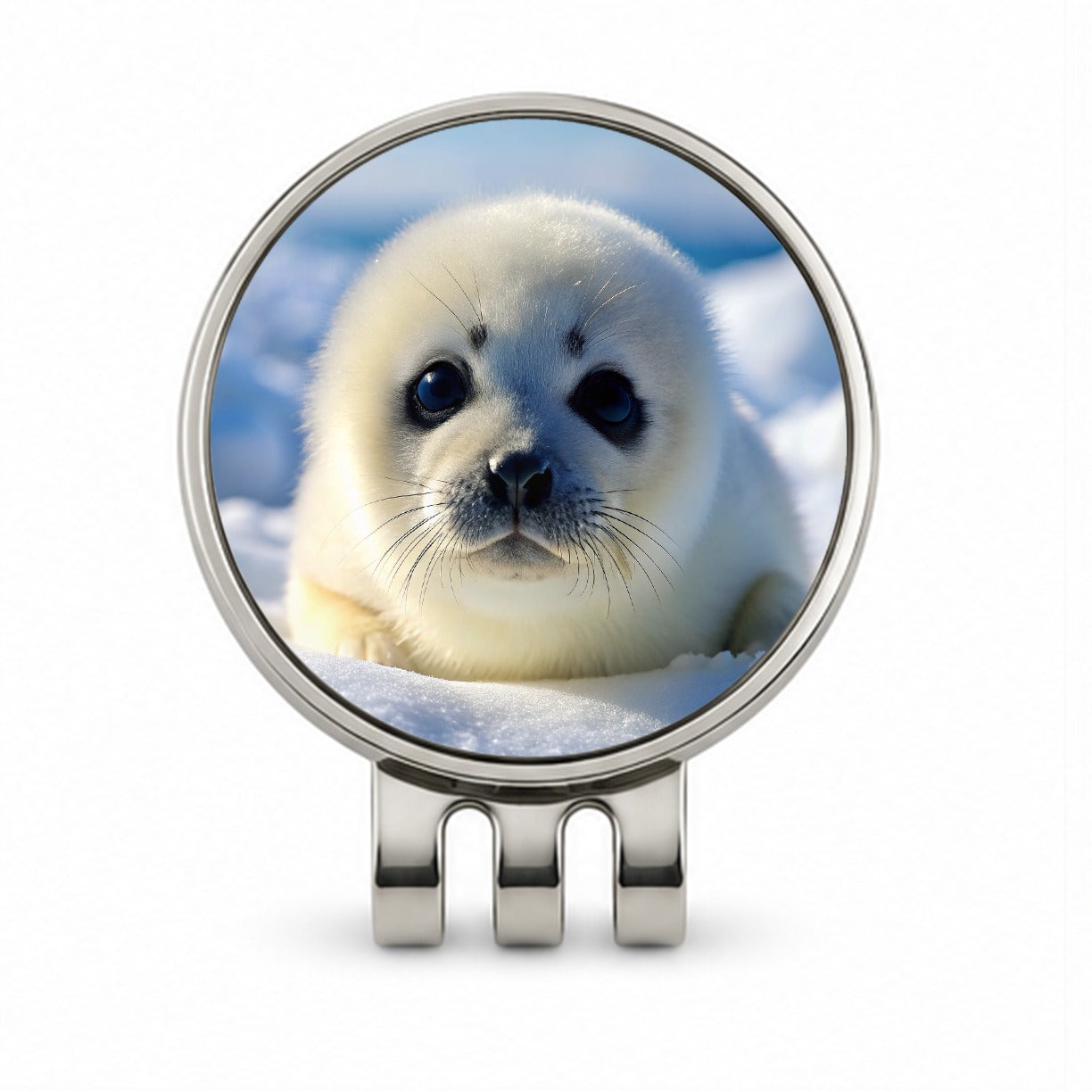 Baby Harp Seal Golf Hat Clip with Ball Marker