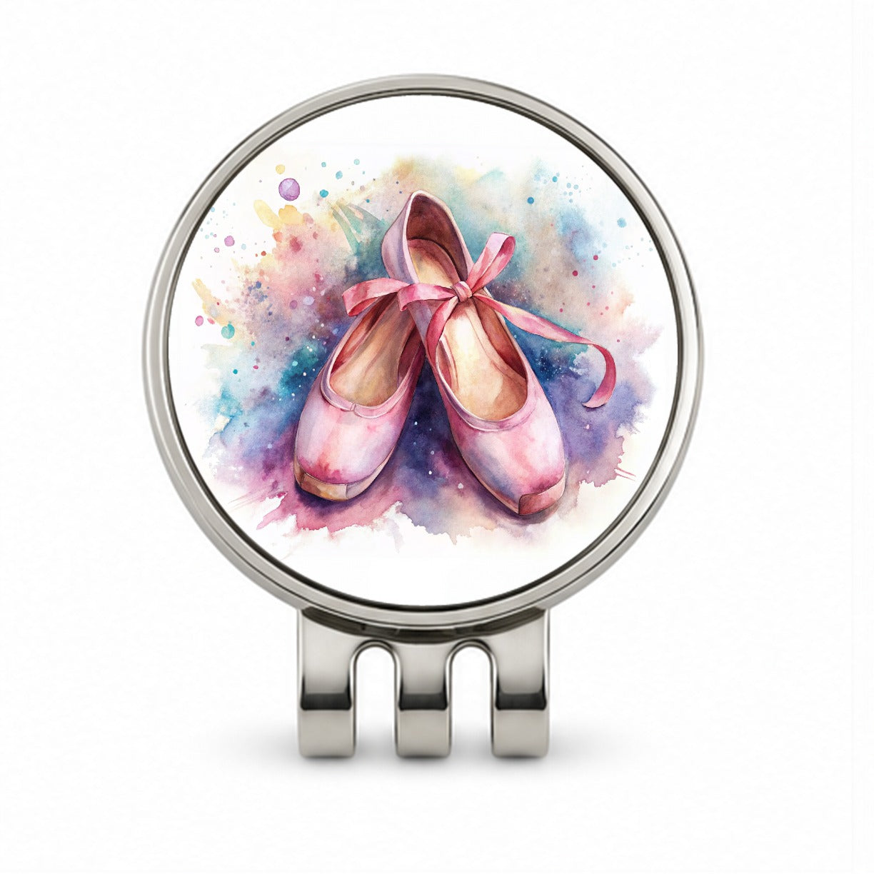 Ballet Slippers Watercolor Golf Hat Clip with Ball Marker