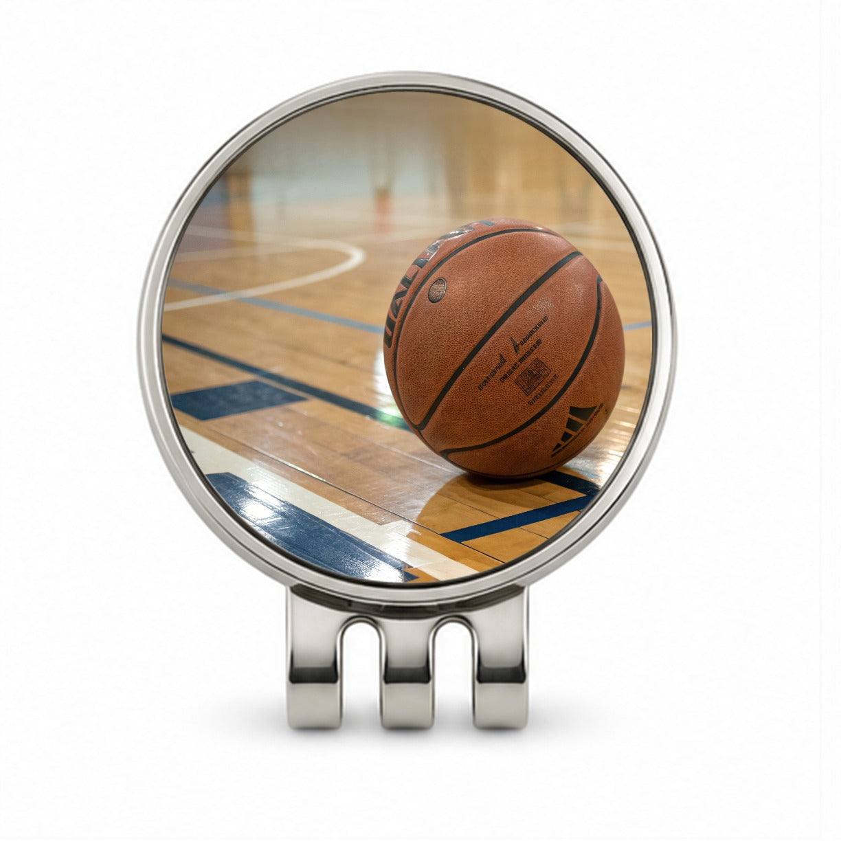 Basketball on Court Golf Hat Clip with Ball Marker