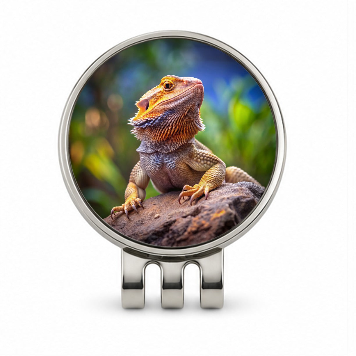 Bearded Dragon Lizard Reptile On Rock Golf Hat Clip with Ball Marker