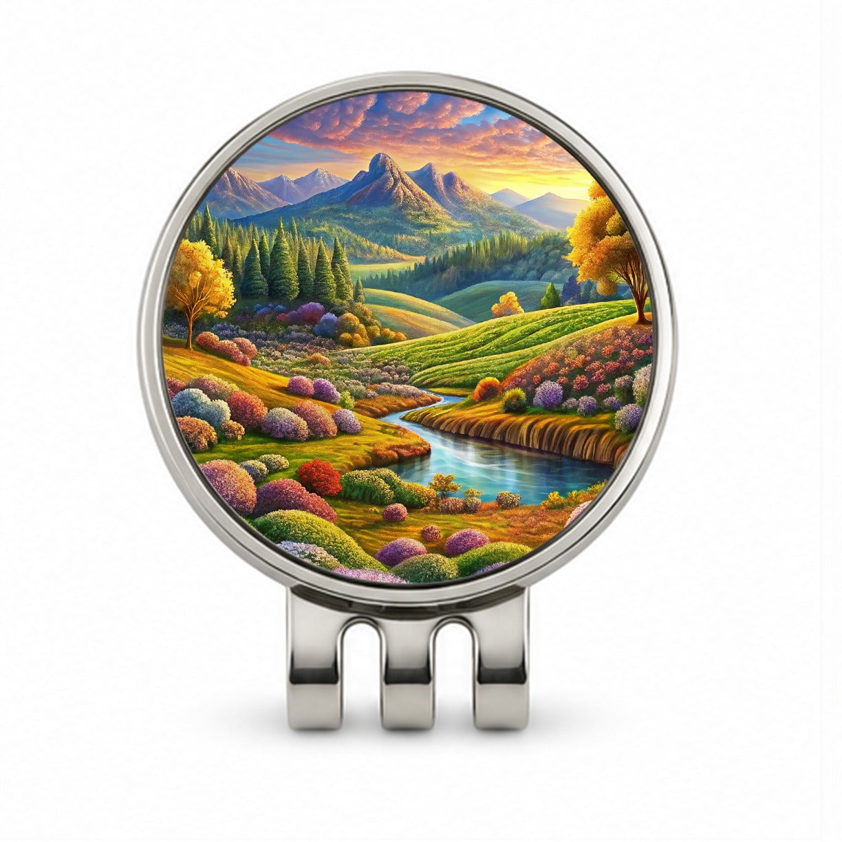 Beautiful Colorful Pastel Landscape Golf Hat Clip with Ball Marker
