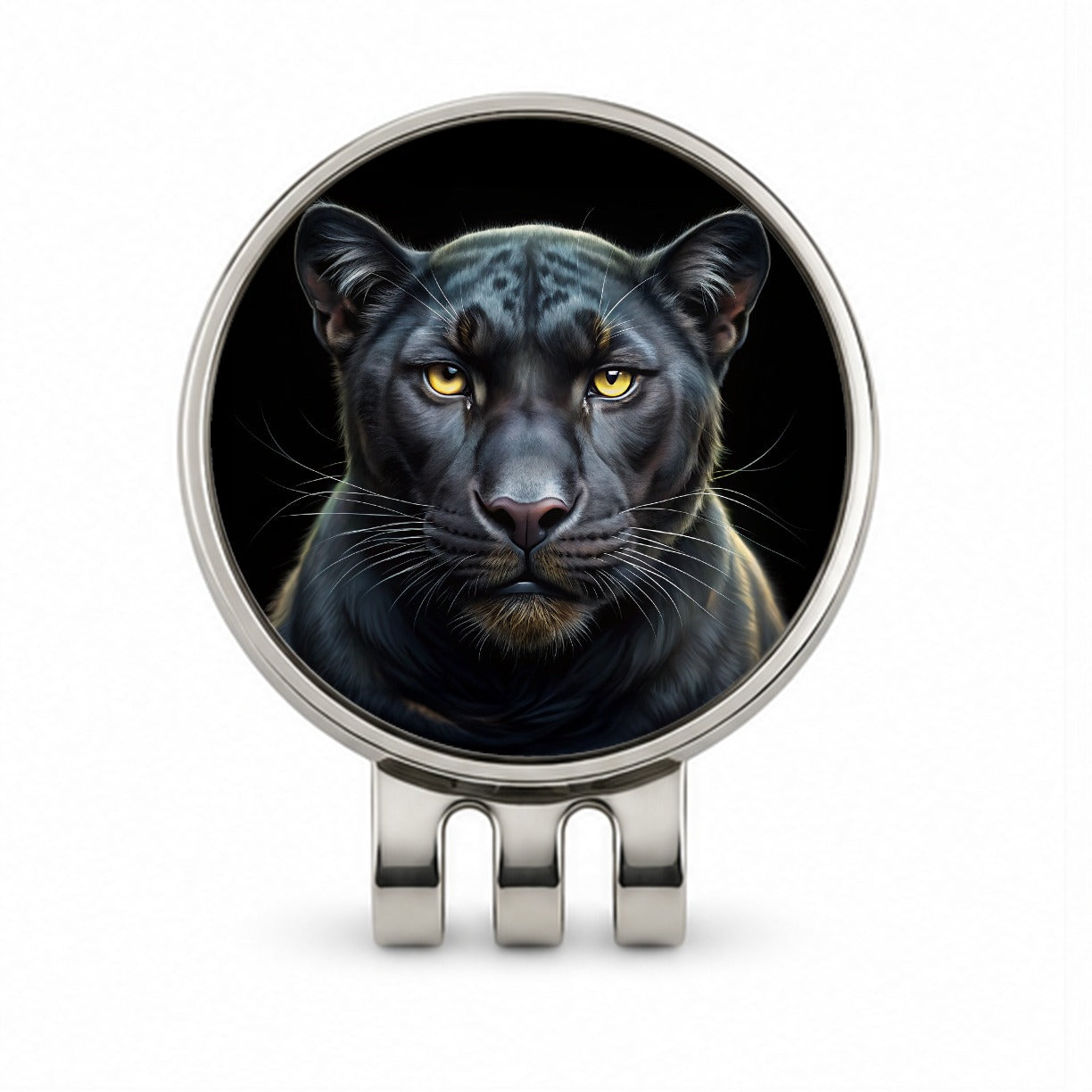 Black Panther Face Art Golf Hat Clip with Ball Marker