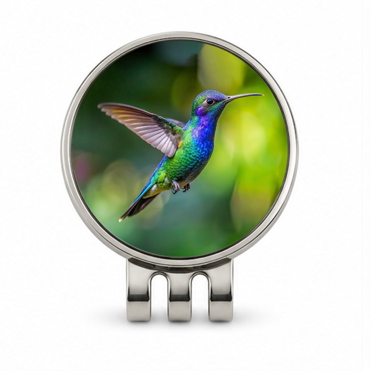 Blue Chinned Sapphire Hummingbird Backyard Bird Golf Hat Clip with Ball Marker
