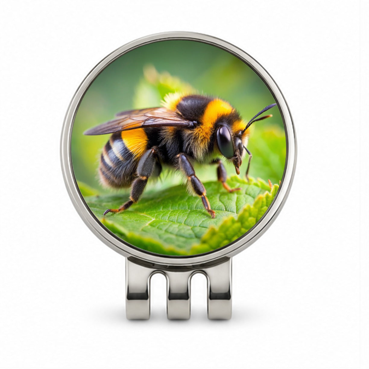 Bumblebee Bee on Leaf Golf Hat Clip with Ball Marker