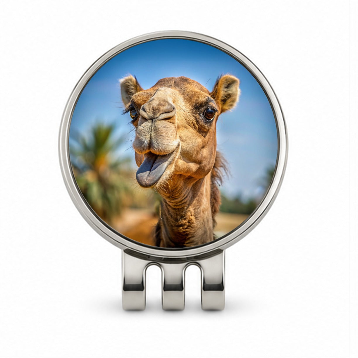 Camel Face With Tongue Sticking Out Golf Hat Clip with Ball Marker