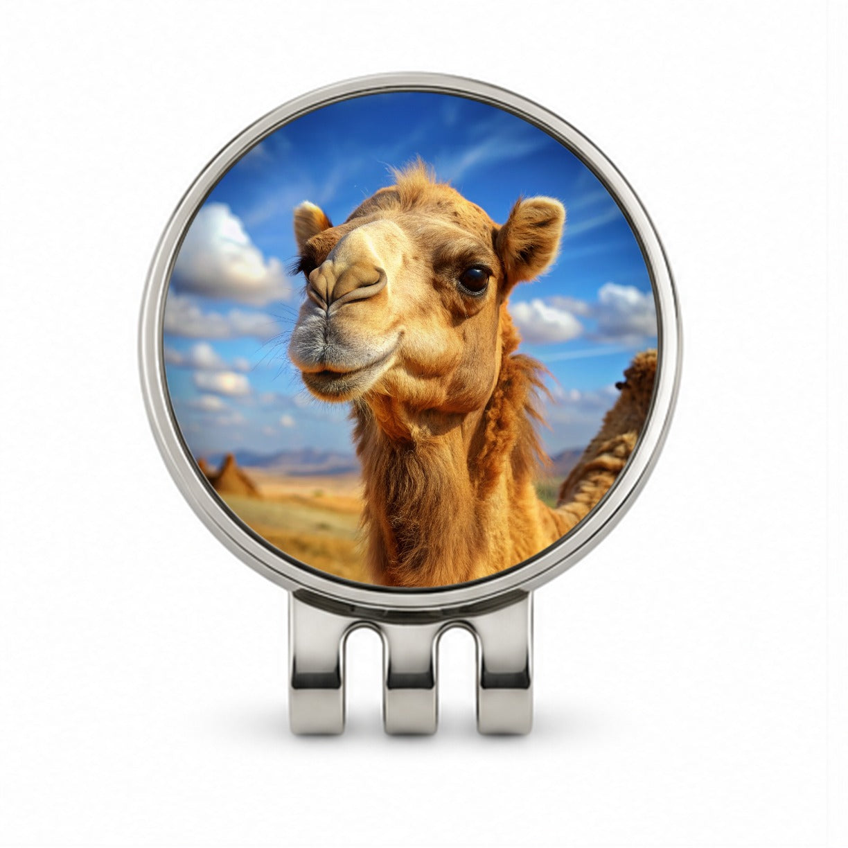 Camel Golf Hat Clip with Ball Marker