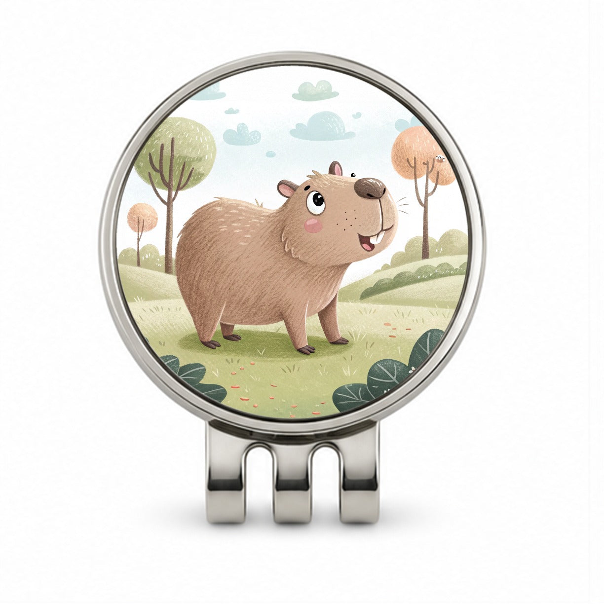 Capybara Children's Illustration Style Golf Hat Clip with Ball Marker