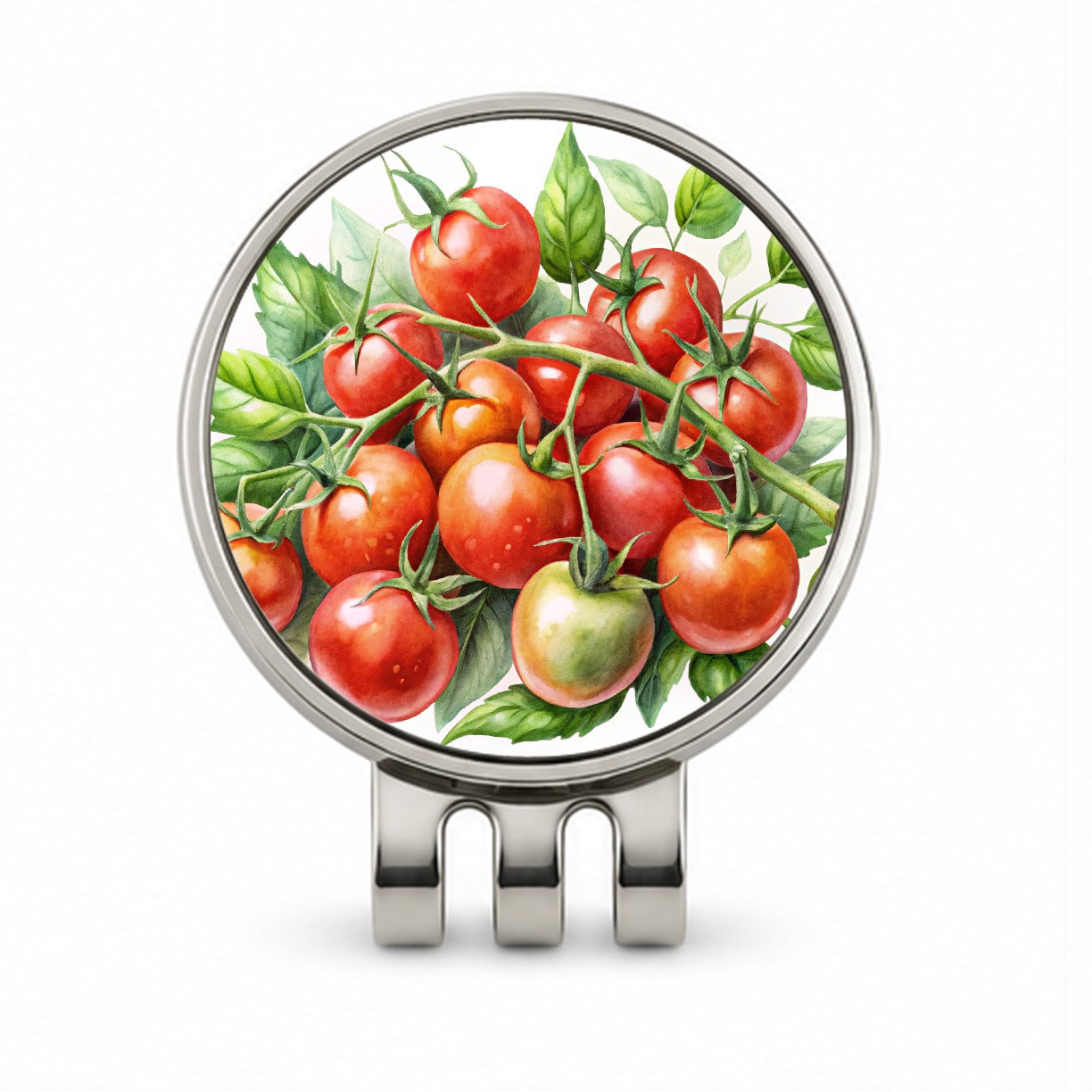 Cherry Tomatoes On The Vine Watercolor Golf Hat Clip with Ball Marker