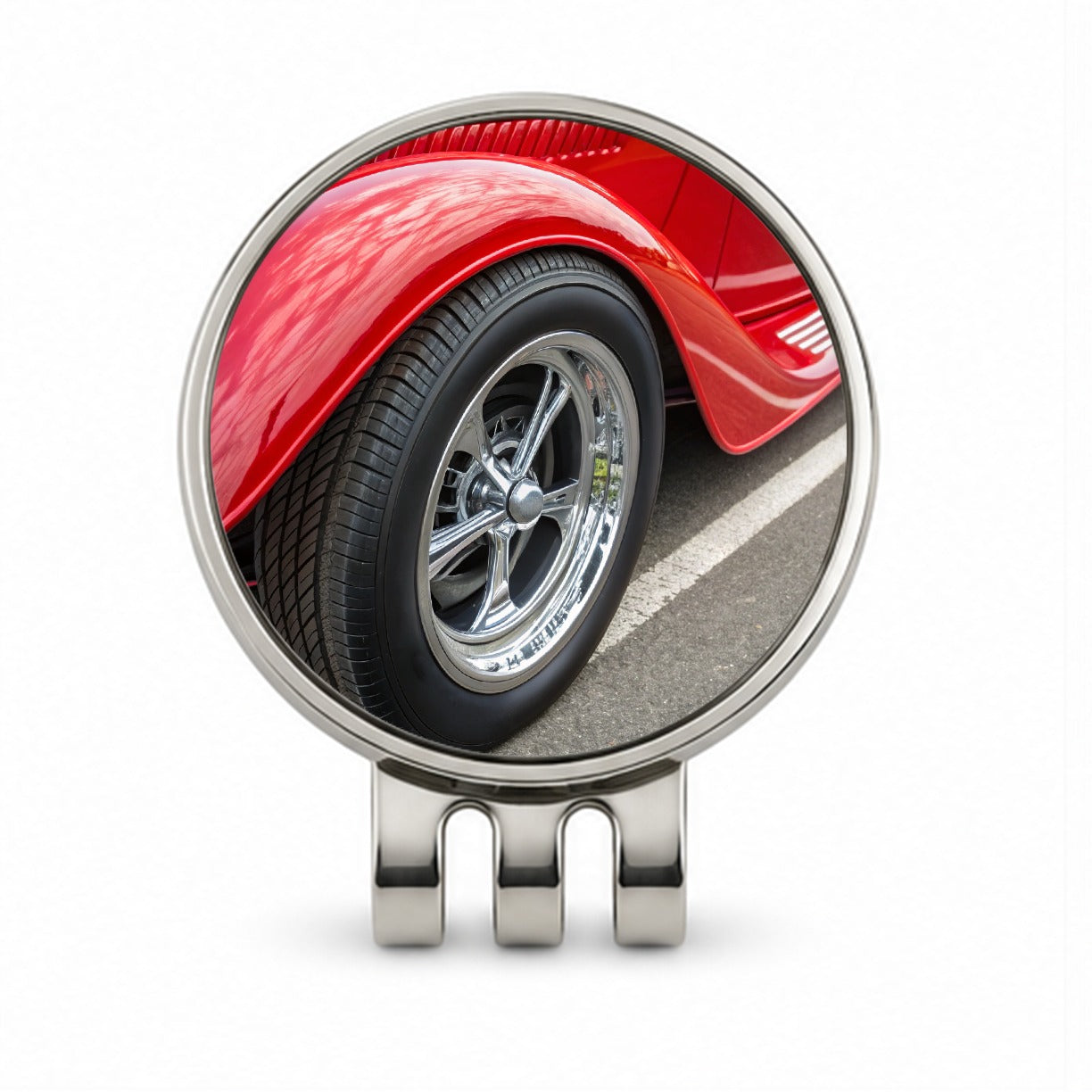 Classic Red Hot Rod Car Golf Hat Clip with Ball Marker