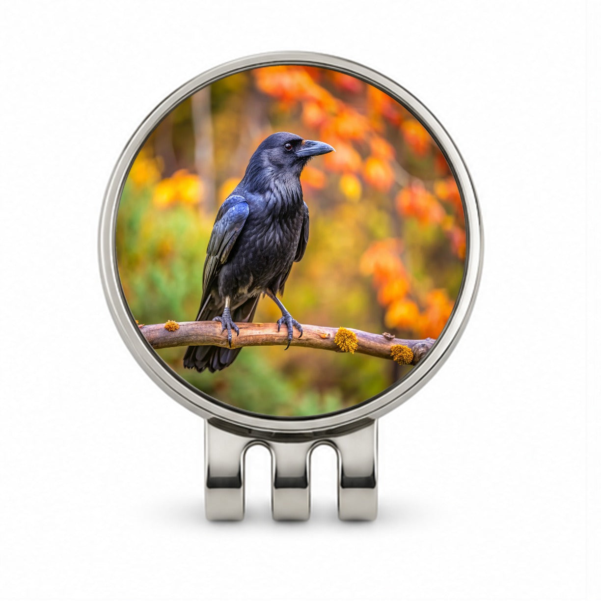 Common Raven Backyard Bird Golf Hat Clip with Ball Marker