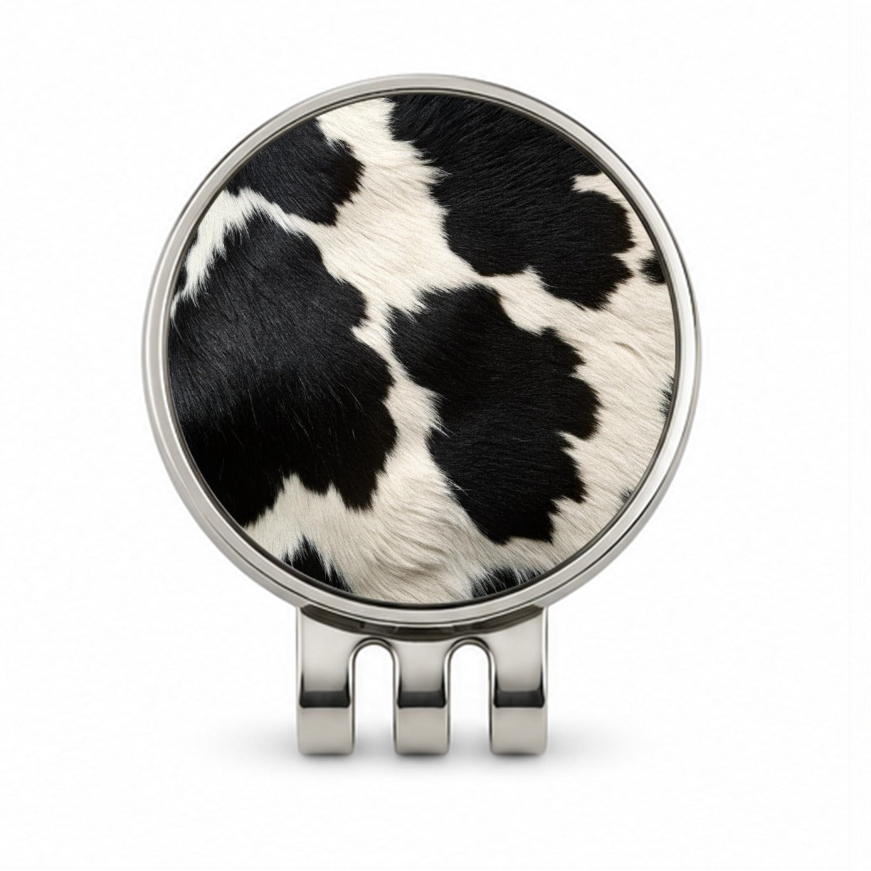 Cow Pattern Black and White Golf Hat Clip with Ball Marker
