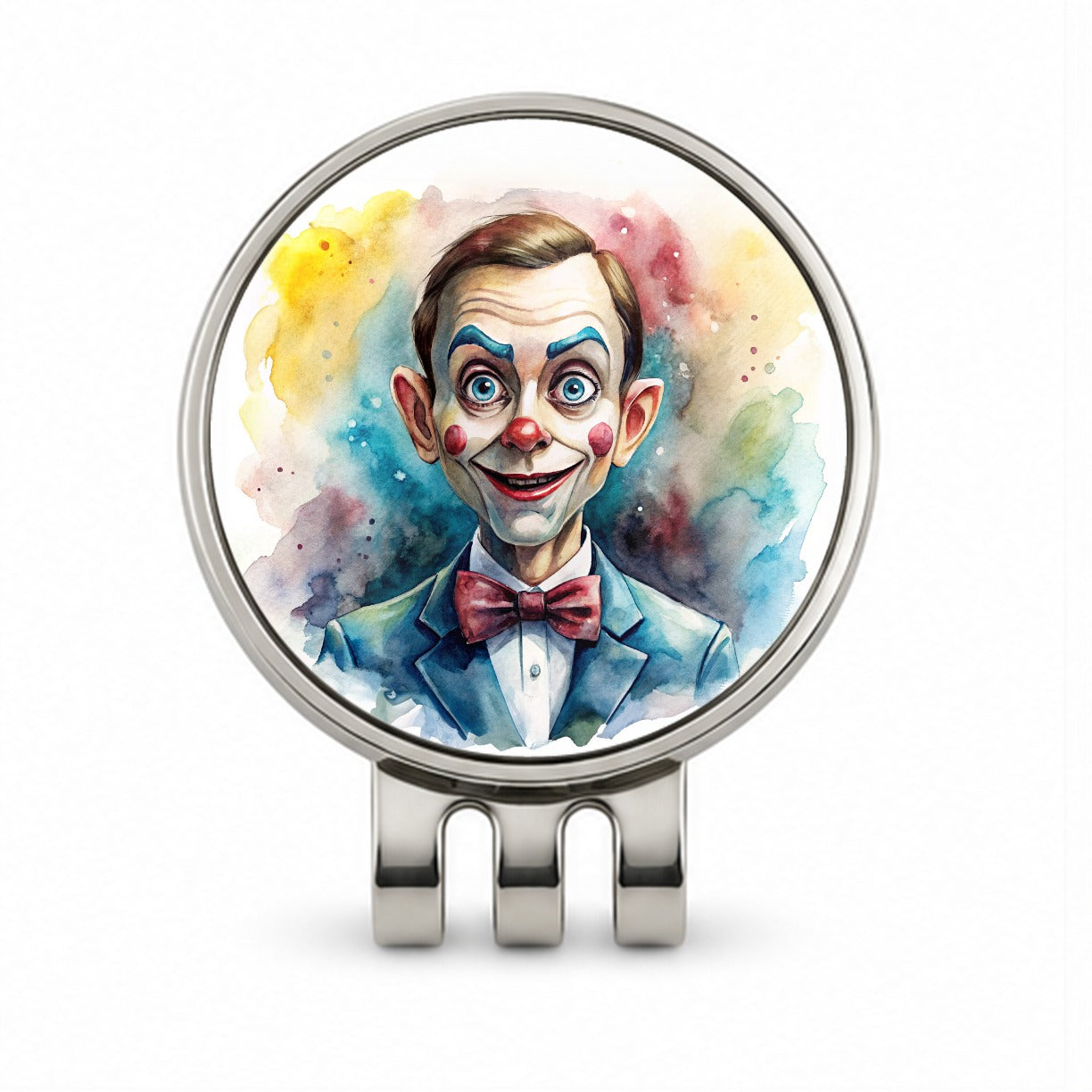 Creepy Ventriloquist Dummy Watercolor Golf Hat Clip with Ball Marker