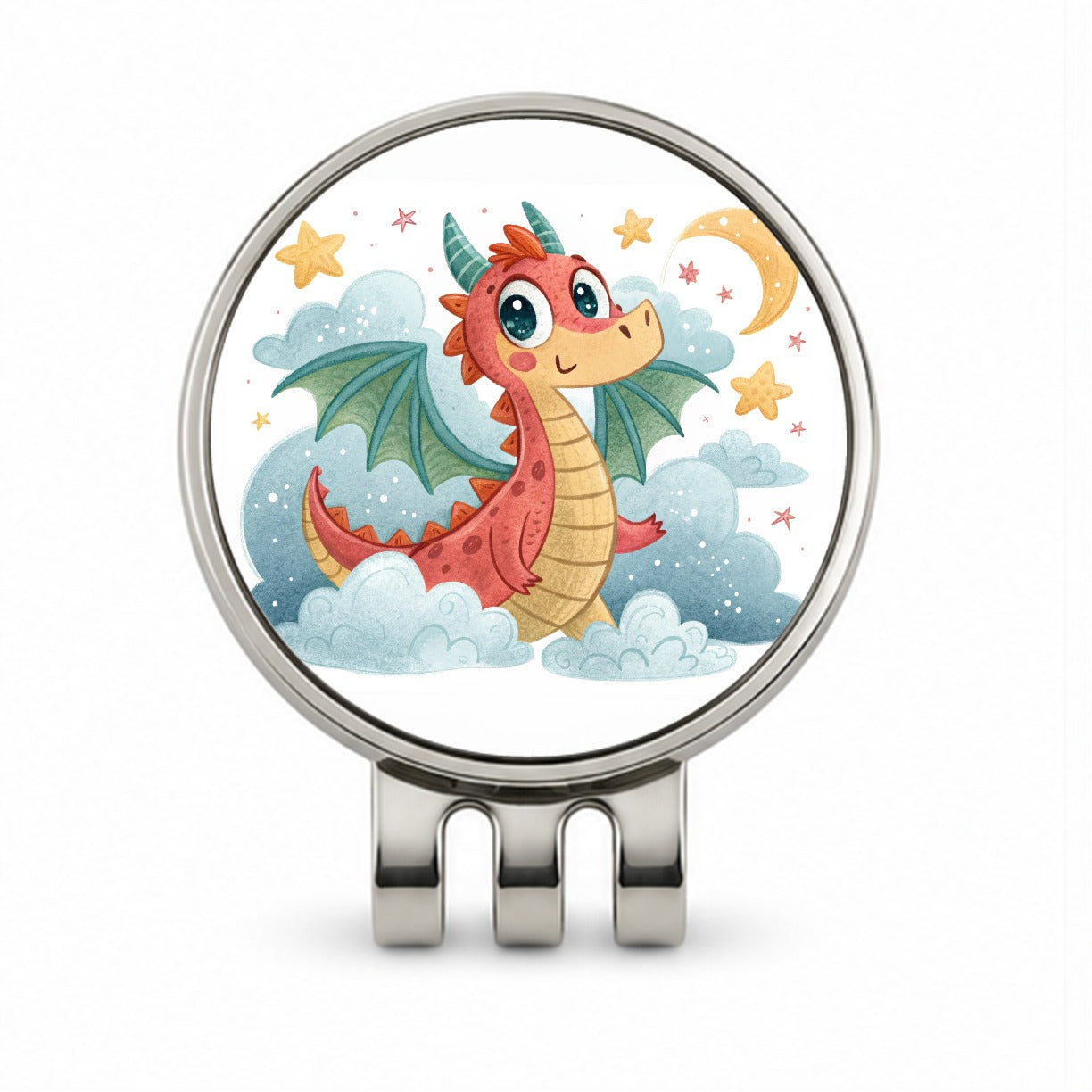 Fantasy Dragon Children's Illustration Style Golf Hat Clip with Ball Marker