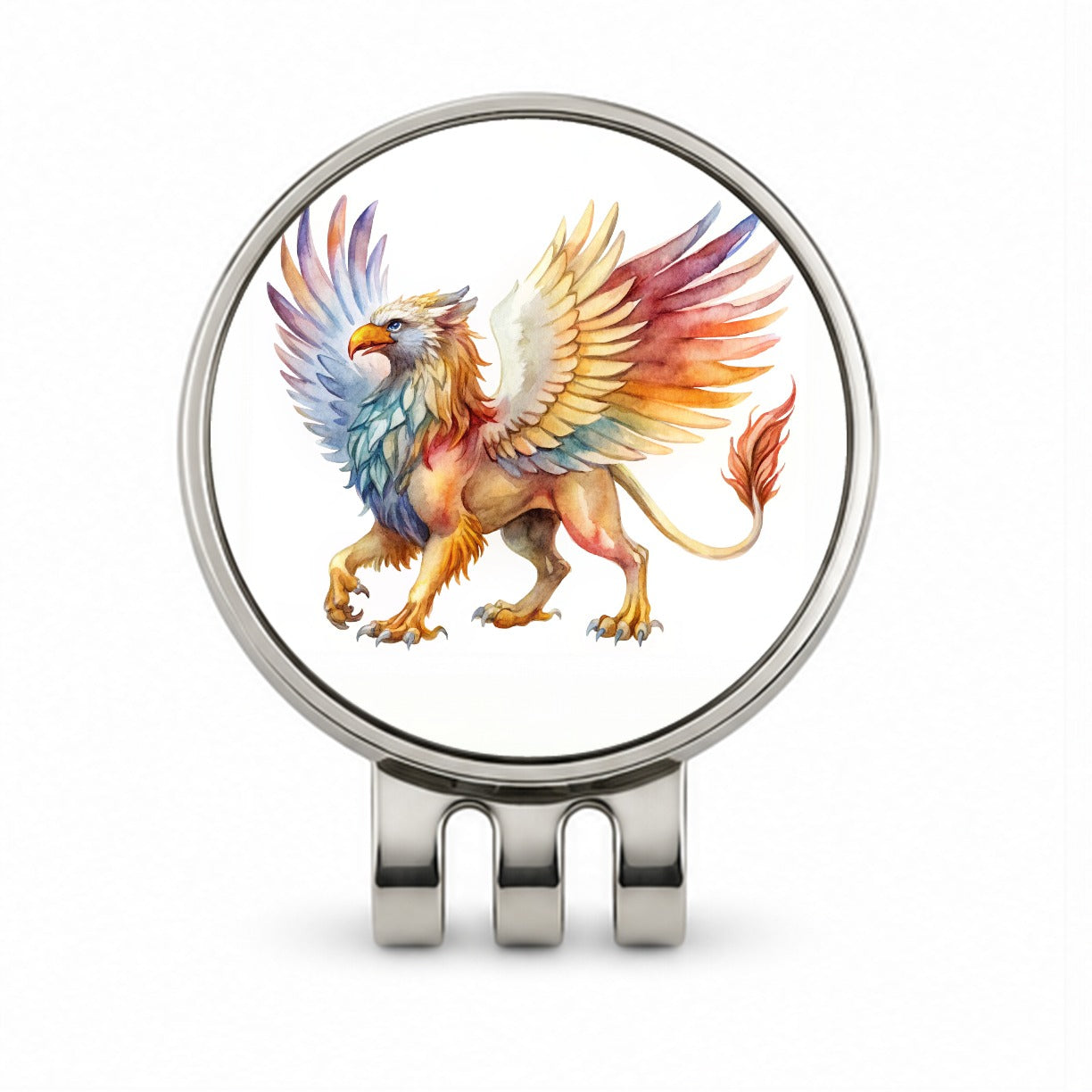 Fantasy Griffin Mythical Creature Watercolor Golf Hat Clip with Ball Marker