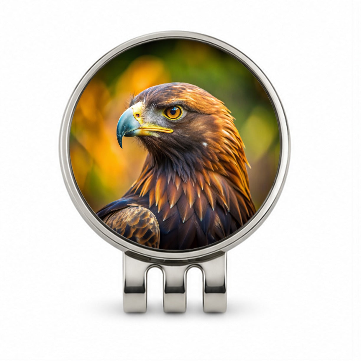 Golden Eagle Raptor Bird Of Prey Golf Hat Clip with Ball Marker